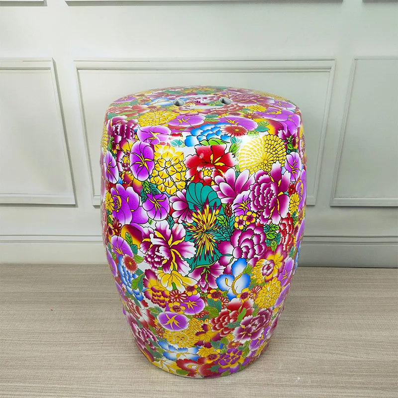 Famille Rose Antique Stool For Dressing Table Drum Stool Chinese Porcelain Garden Stool Ceramic jingdezhen modern drum stool