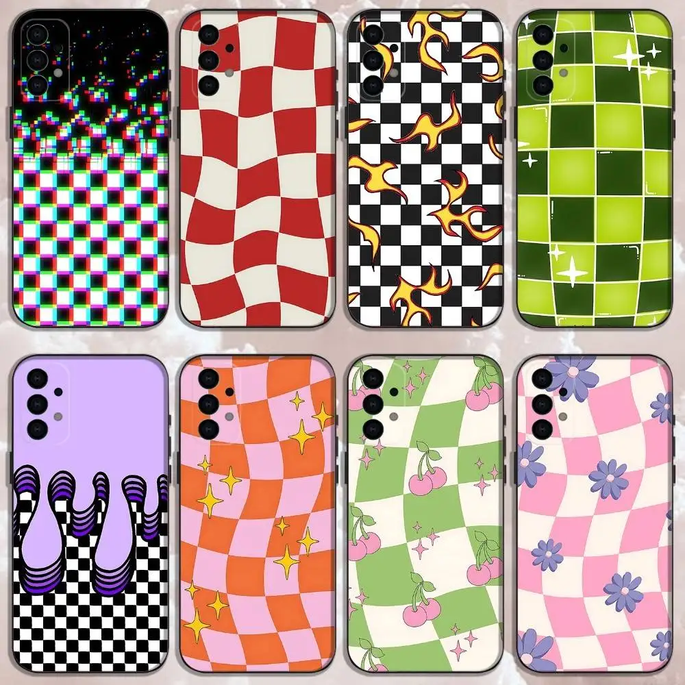 

Checkerboard Checked Chess Board Phone Case For Samsung Galaxy A13,A21s,A22,A31,A32,A52,A53,A71,A80,Soft Black Shell