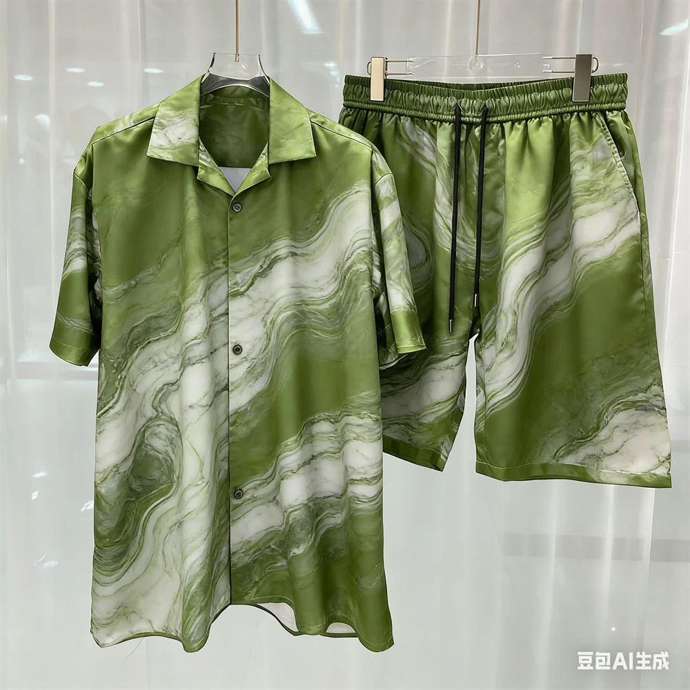 

3D Graphics printed men's set fashion two-piece shorts set high-quality summer short sleeved shirt Unisex shirt set home pajamas