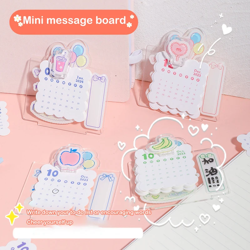 2025 New Sanrio Transparent Acrylic Calendar My Melody Kuromi Cinnamoroll Desk Decorations Daily Monthly Schedule Girls Gifts