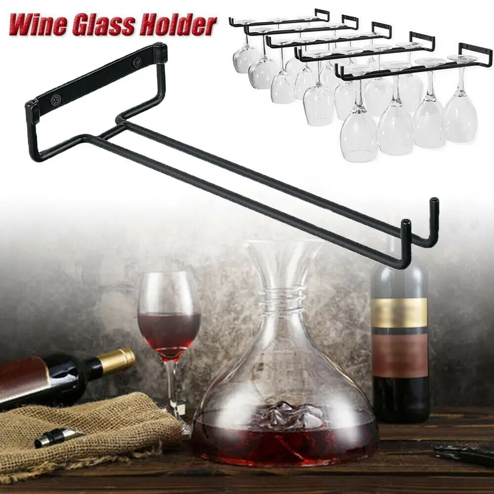 Wall Mounted Stemware Holder Kitchen Wine Glass Holder Cup Hanger Goblet Hanging Rack Storage Shelf