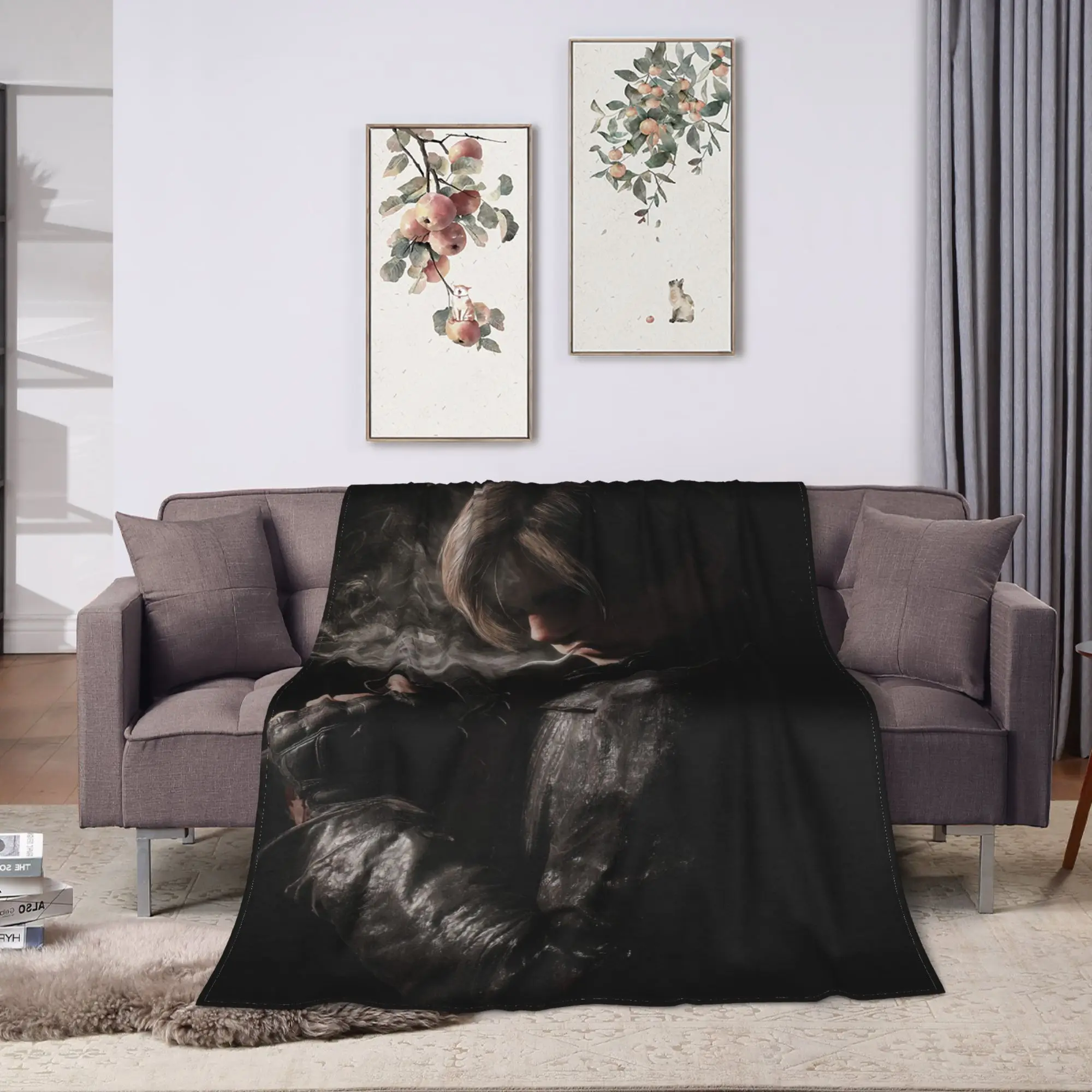 Leon Kennedy Warm Cozy Blanket  Aesthetic Plane Travel Throw Blanket Couch Bed Flannel Bedspread Sofa Bed Cover