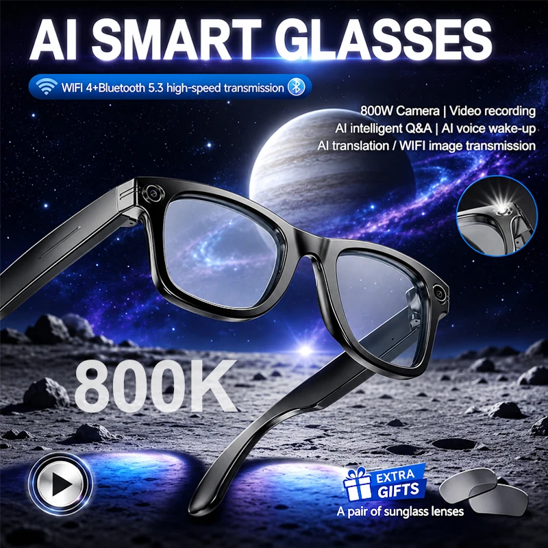 NEW W610T AI Smart Glasses 800W HD Pixels Camera 1080P Video Recording Al Intelligent Q&A WIFl Transmission 270mAh Smart Glasses