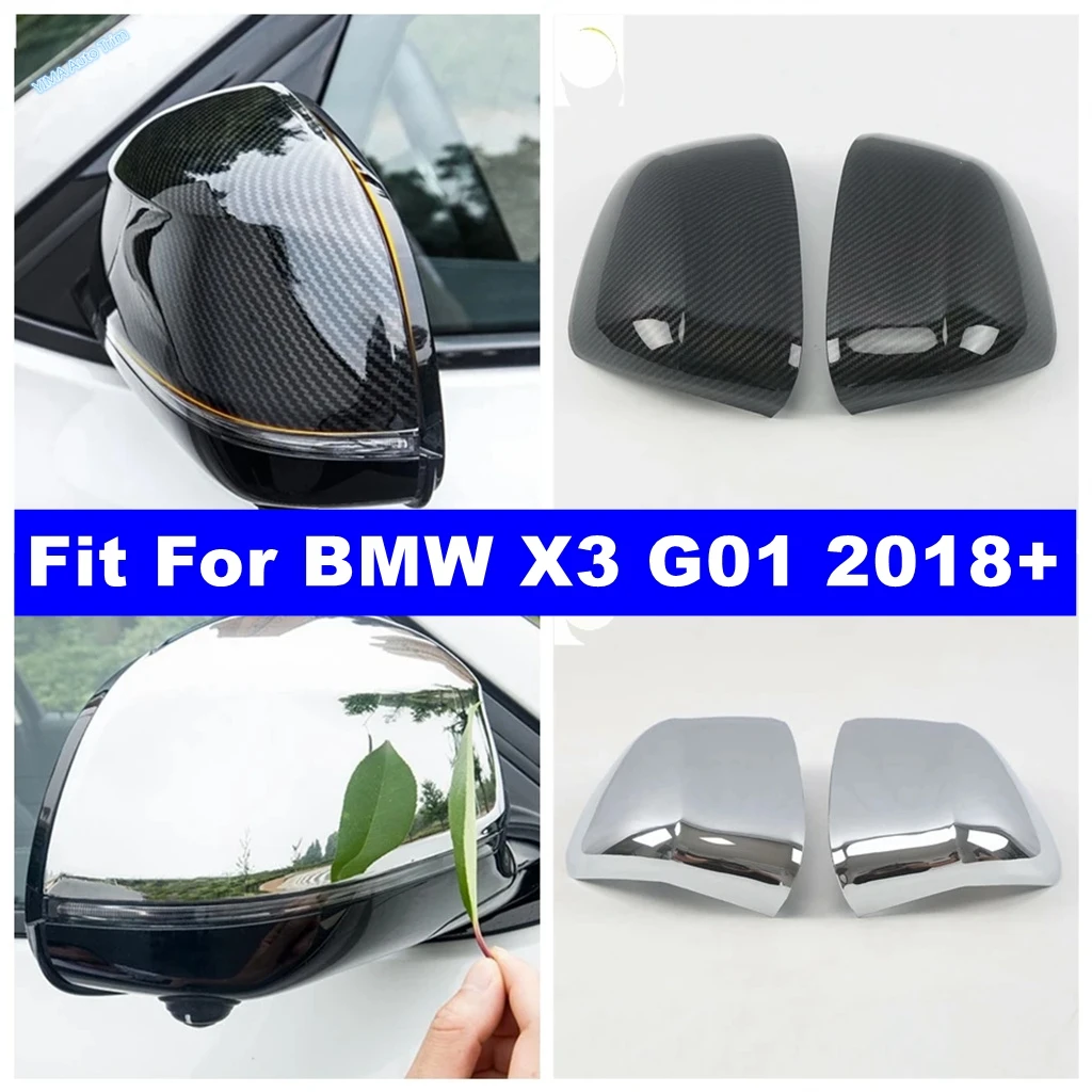 

Chrome / Carbon Fiber Look Side Door Rearview Mirror Decor Cap Cover Trim For BMW X3 G01 2018 - 2021 Auto Exterior Accessories
