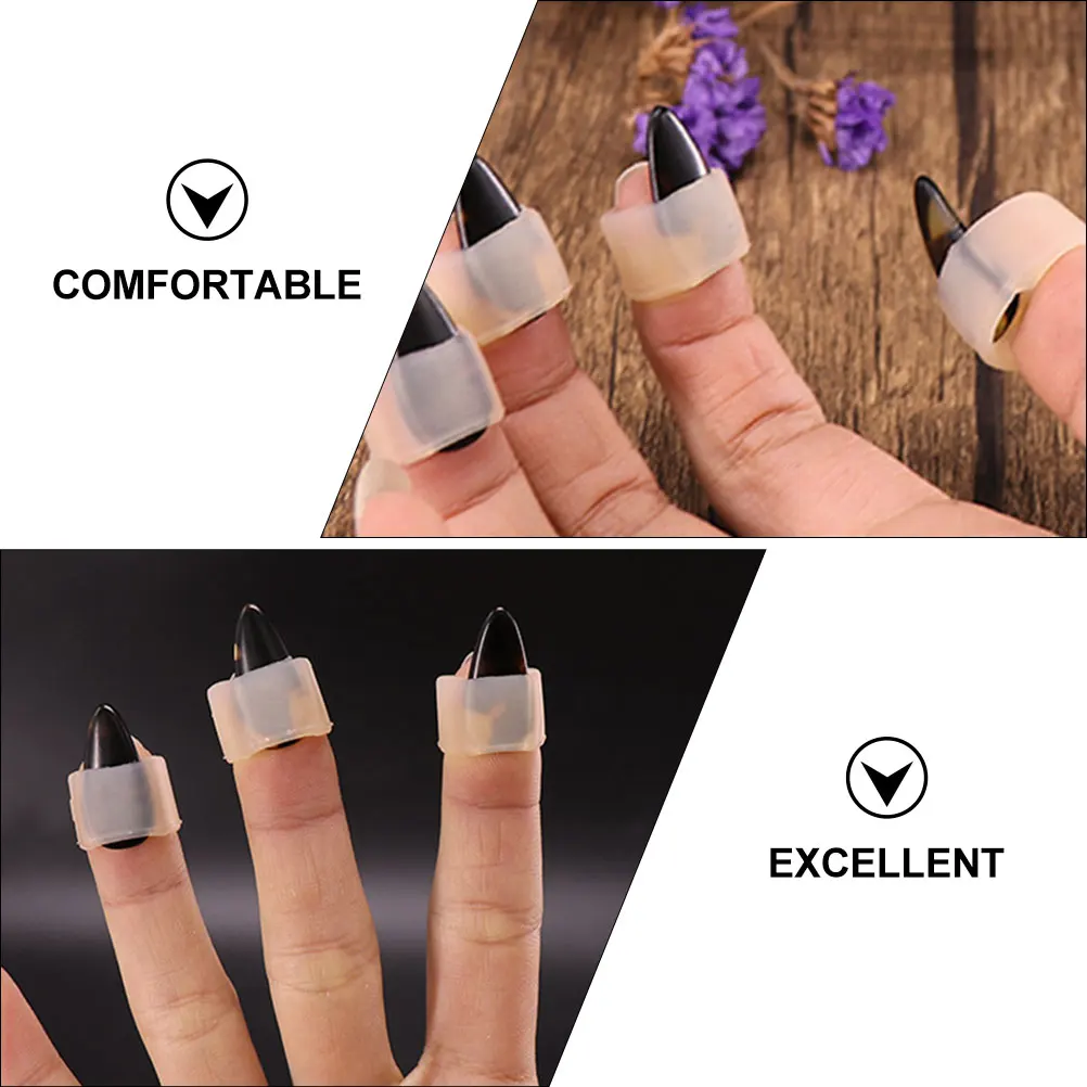 

8pcs Guzheng Nail Protectors Comfortable Silicone Covers Reusable Non stick Medium Hand Skin Color Free Tape Practice