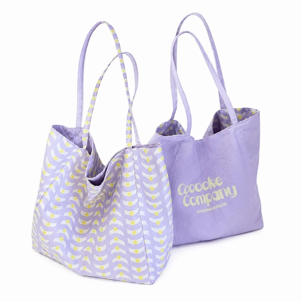 Fashion Polka Dot Printed Tote Bag Soft Large Capacity Handbag Double-Sided Back Lightweight Shoulder Bag Shopping