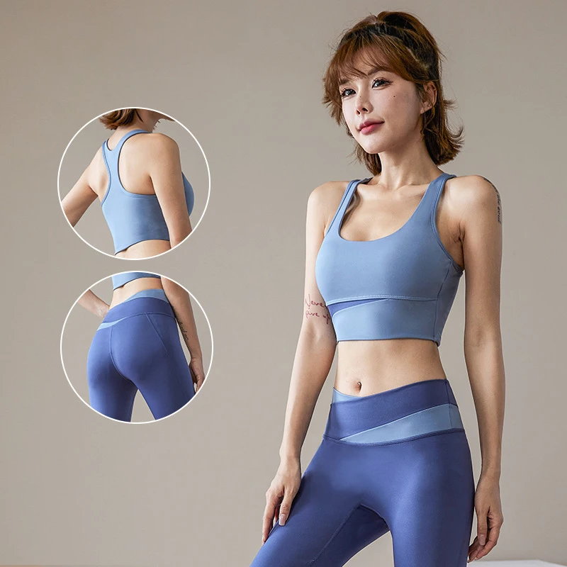 

High Waist Yoga Suit Tightening Abdomen Shockproof Waist Shaping Yoga Set Full Body Sensation Yoga Clothes Combo