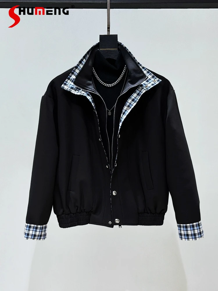 Men's 2025 Autumn Winter New Light Luxury Faux Two-Piece Quilted Jackets Men's Loose Comfort Thickened Parkas Long Sleeve Coats