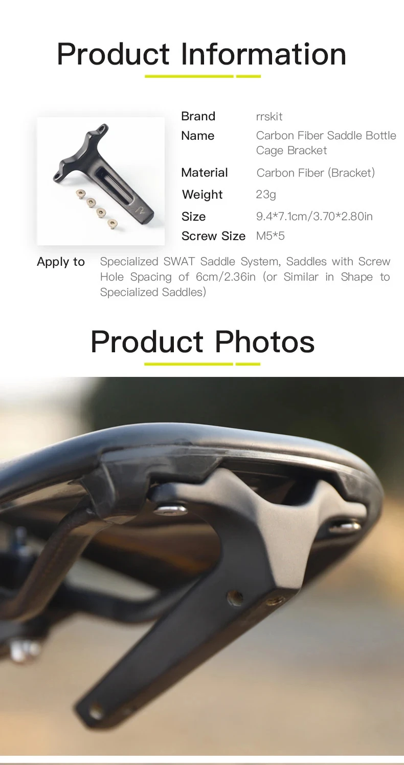 Rrskit Fahrradsitzkissen, Wasserflaschenhalterung mit Schraube aus Kohlefaser für Specialized SWAT Saddle System Fahrradflaschenhalter – Detail 1