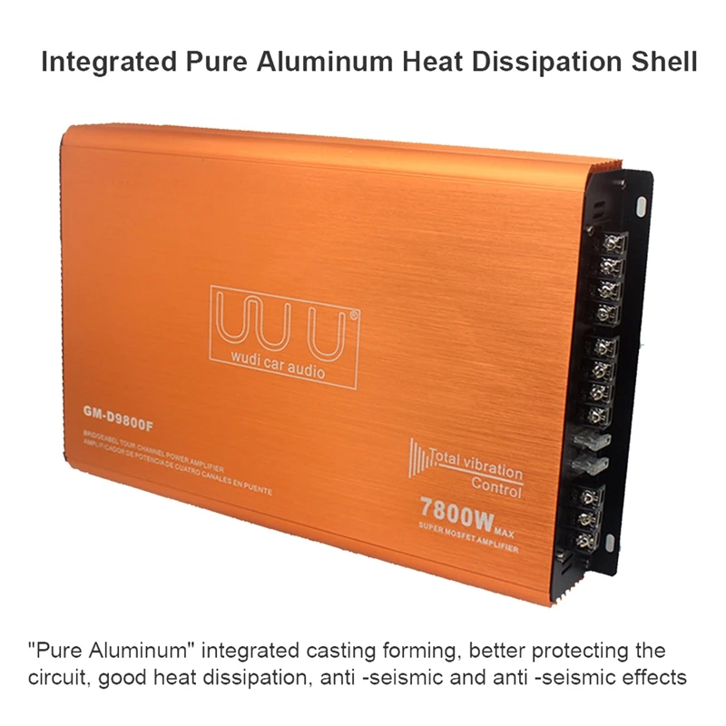 HFES Car Audio Power Amplifier 12V 7800W 4 Channel Stereo Audio Adjustable Front And Rear Sound Field Car Sound Amplifier