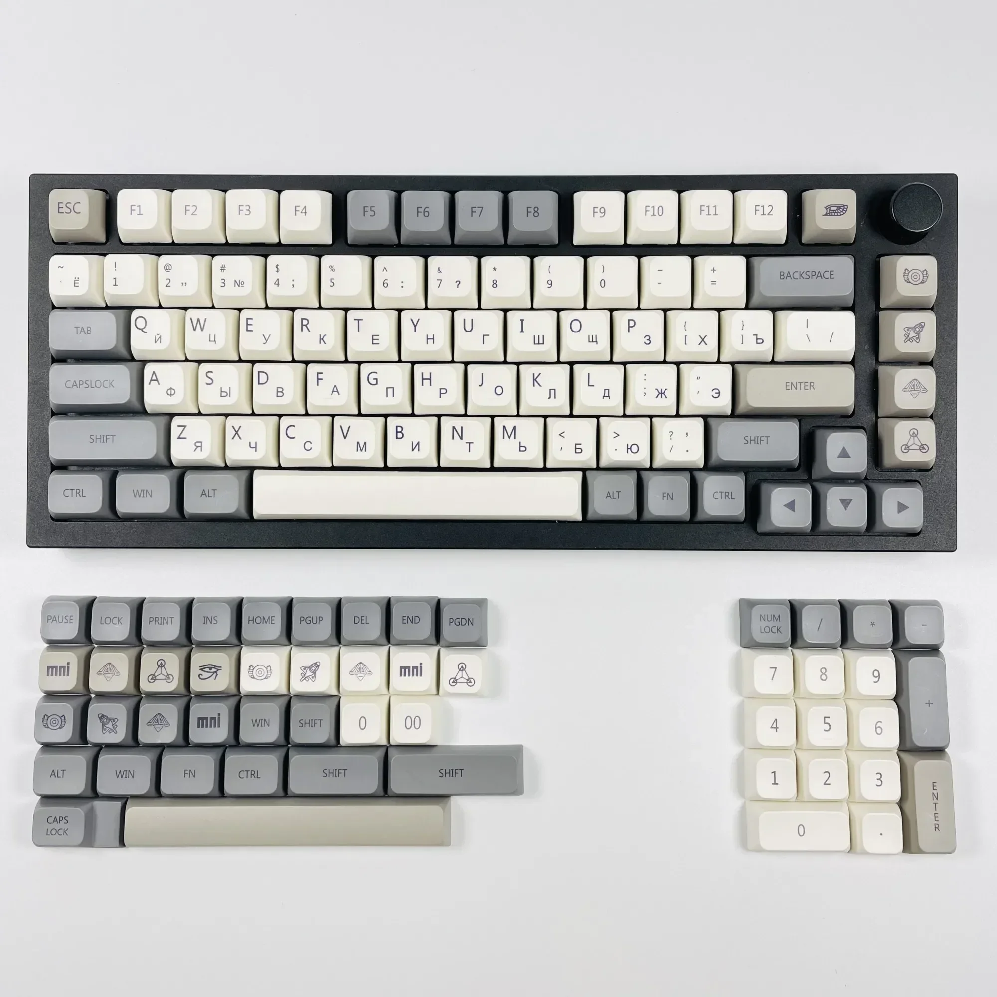 Imagem -06 - Pbt Keycaps Russo Coreano Inglês Japonês Qishi Dye Sub Keycap para Gmk67 Teclado Mecânico Retro Key Caps