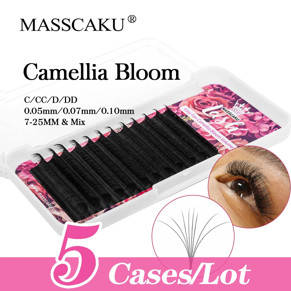 5 cases/lot C/CC/D/DD Curl Handmade False Eyelashes for Makeup Use 8-15mm Matte Deep Black 1 Second Flowering Eyelash Supplies