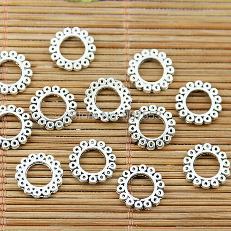 

100pcs 11mm Tibetan Silver Tone 11mm Round Frame Charms EF1913 Jewelry Making Supplies