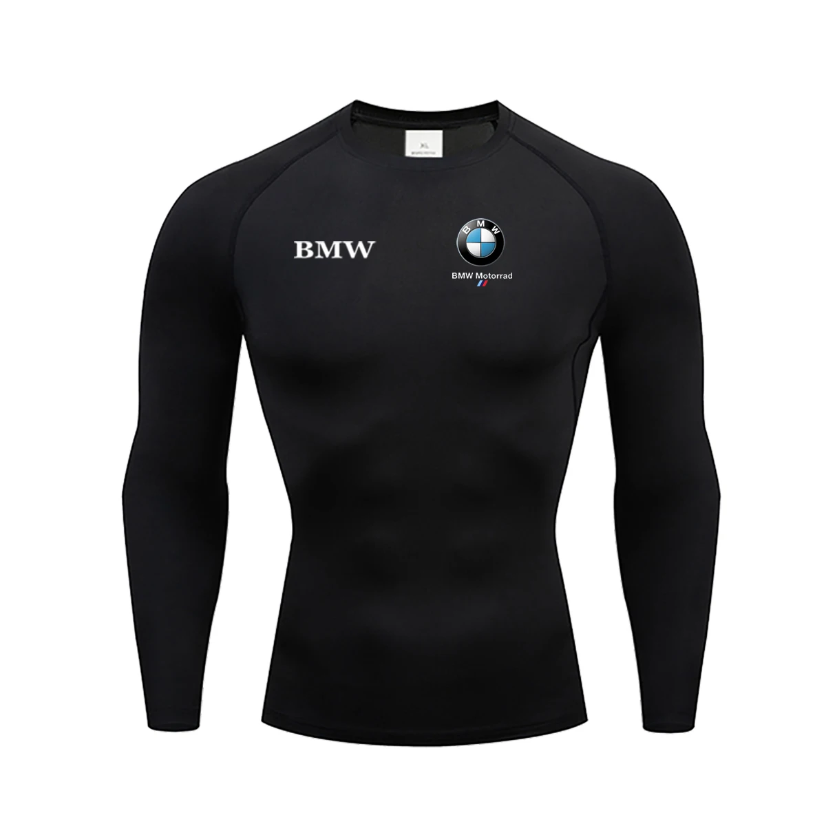 Heren Workout Compressie Y2K BMW Gedrukt Gym T-shirt met lange mouwen Ademend Hardlopen Sneldrogend Sport Rash Beschermend trainingspak