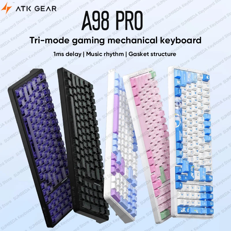 ATK A98 PRO Wireless Mechanical Keyboard 98% Layout Bluetooth 2.4G Wired Ergonomics Custom E-sport Gaming Office keyboard Gifts