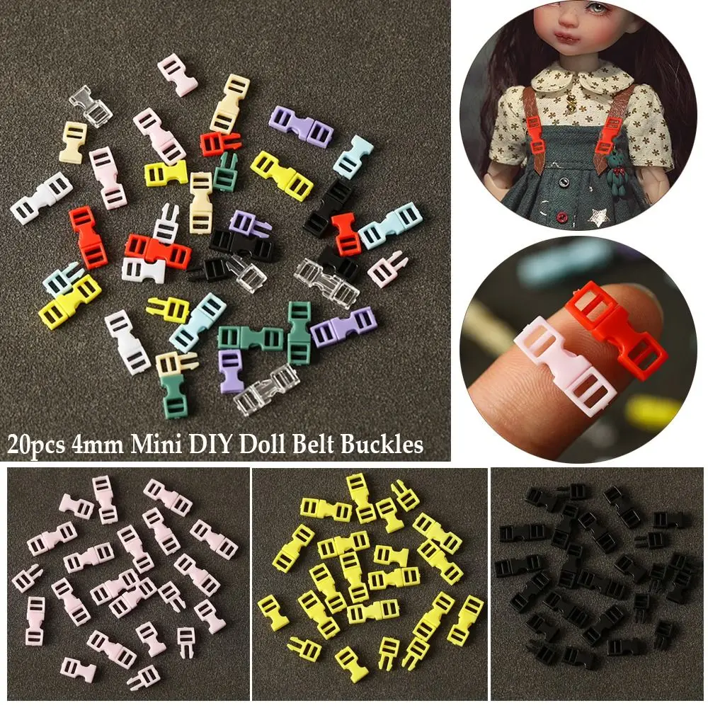 20pcs 4mm Plastic Mini Buckle DIY Doll Bags Buckle Handmade Backpack Button Bracelet Dog Collar Strap Buckle Webbing