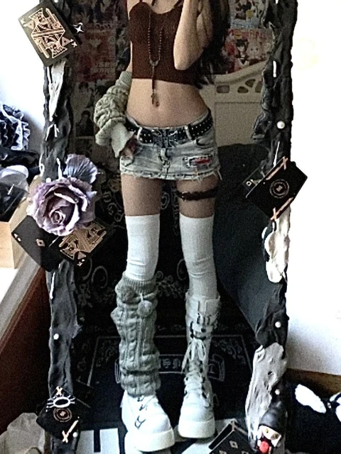 Kobieta Harajuku japońska dżinsowa mini spódnica z zamkiem błyskawicznym kieszenie spódnica dżinsowa moda Y2k Streetwear Cyber ​​Punk Grunge e-girl Goth Gyaru