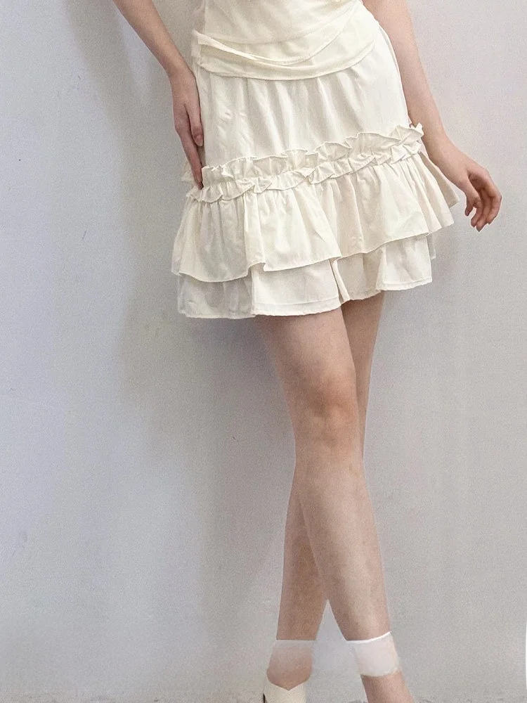 

Original Sweet Cake ort A-Line Skirt with Earlet Trim f-length New Product High-waisted Commute Sle Stand Edition