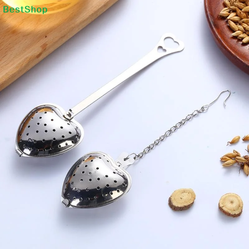 ♬Heart Shaped Tea Infuser,Stainless Steel Tea Strainer with Handle and Chain, Reusable Tea Filter for Loose Leaf