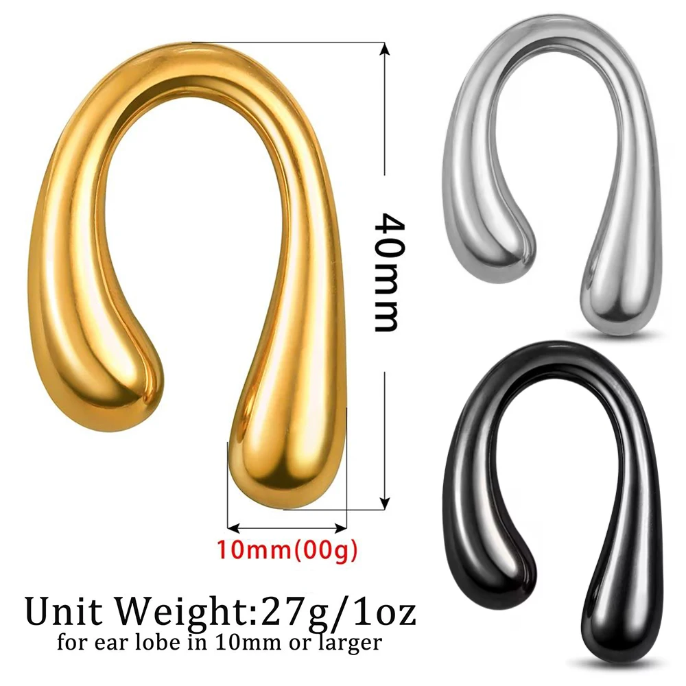 TJP 00g Heavy Ear Weights for Stretched Ears, 10mm Dangle Gauges Earrings for Women, Surgical Steel Ear Hangers Weighted Gauges