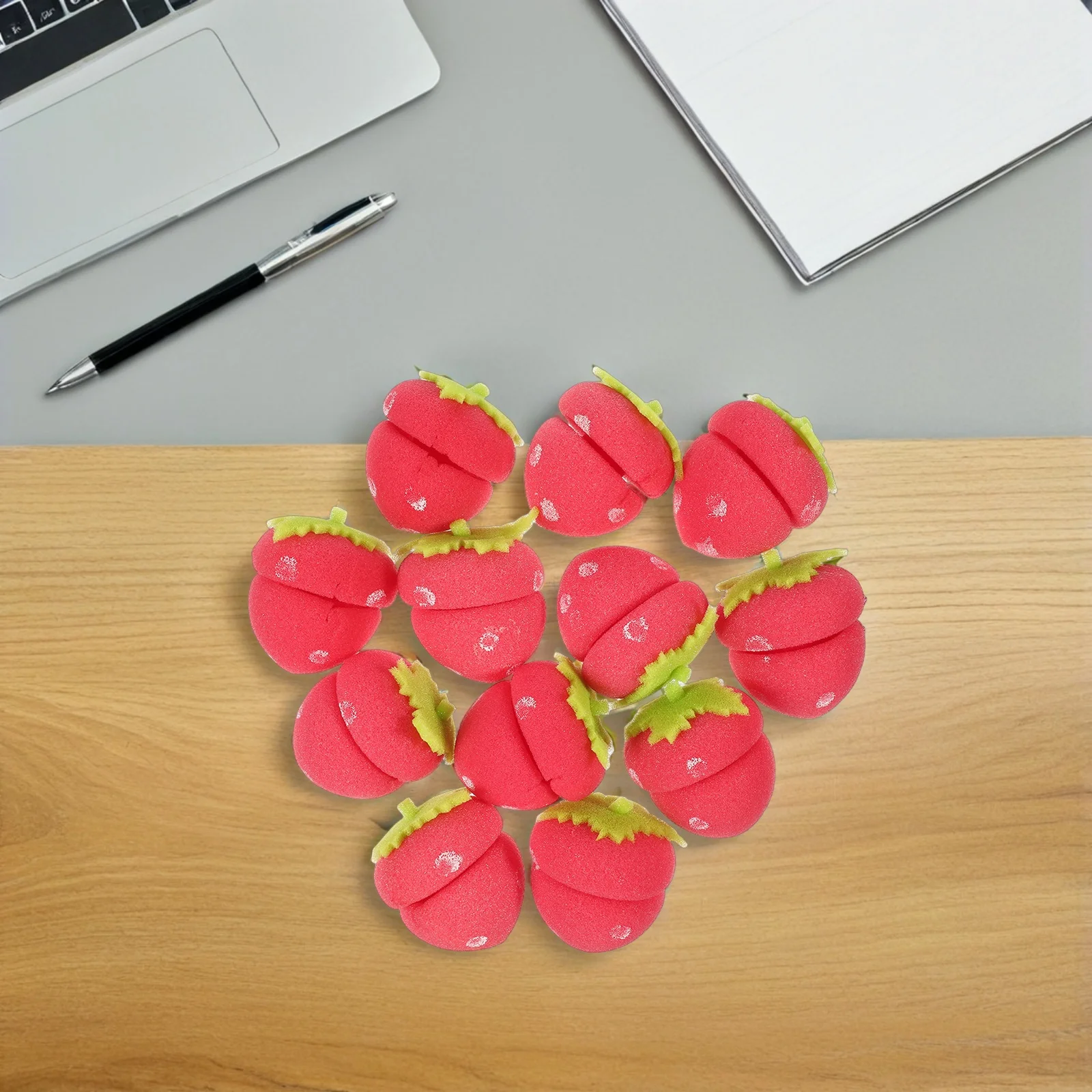 

18 Pcs Strawberries Strawberry Heatless Curlers Sponge Hair Self Curling Overnight Rollers Non Soft