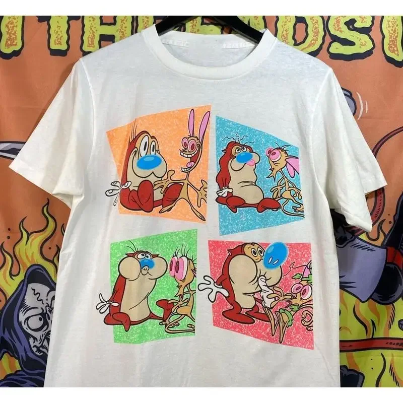 Ren and Stimpy VTG white T shirt short sleeve All sizes XB385