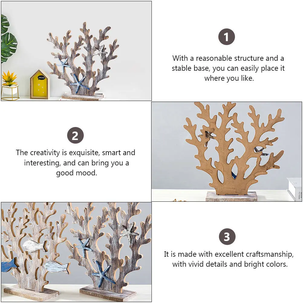 

2Pcs Mediterranean Style Coral Tree Wooden Ornaments Light Grey Creative Home Decoration Tabletop Adornments Desktop Decor