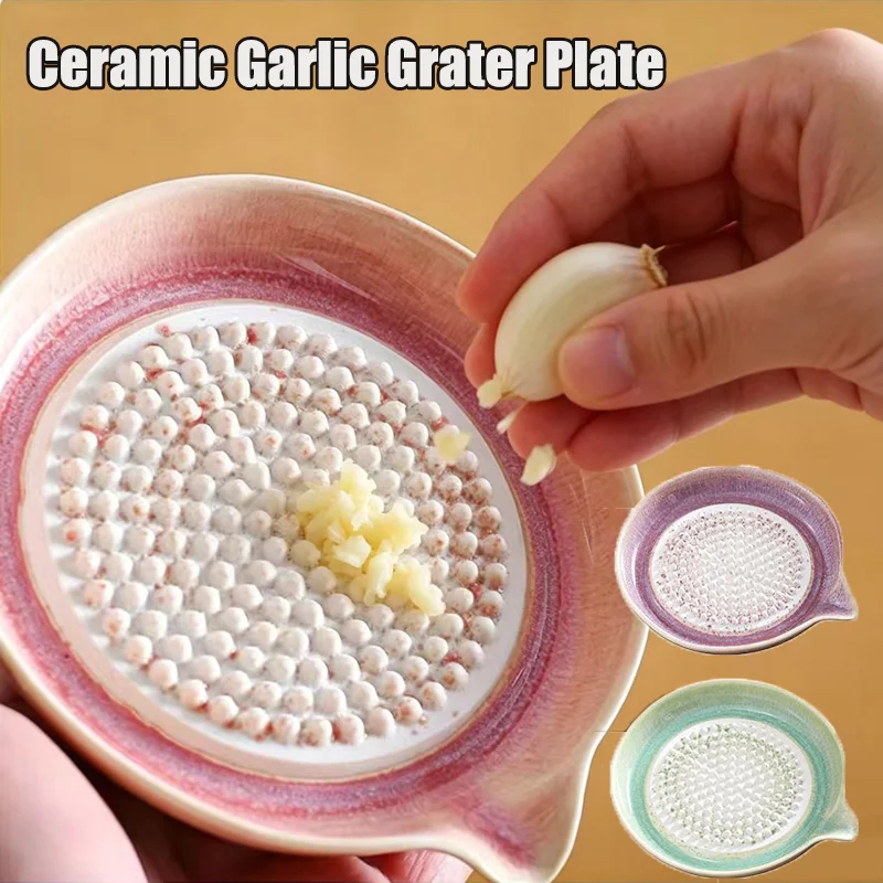 Rallador de Ajo y Jengibre de Cerámica Estilo Japonés 2 en 1 y Molinillo de Wasabi, Herramienta Manual de Cocina para Hacer Pasta de Ajo y Jengibre