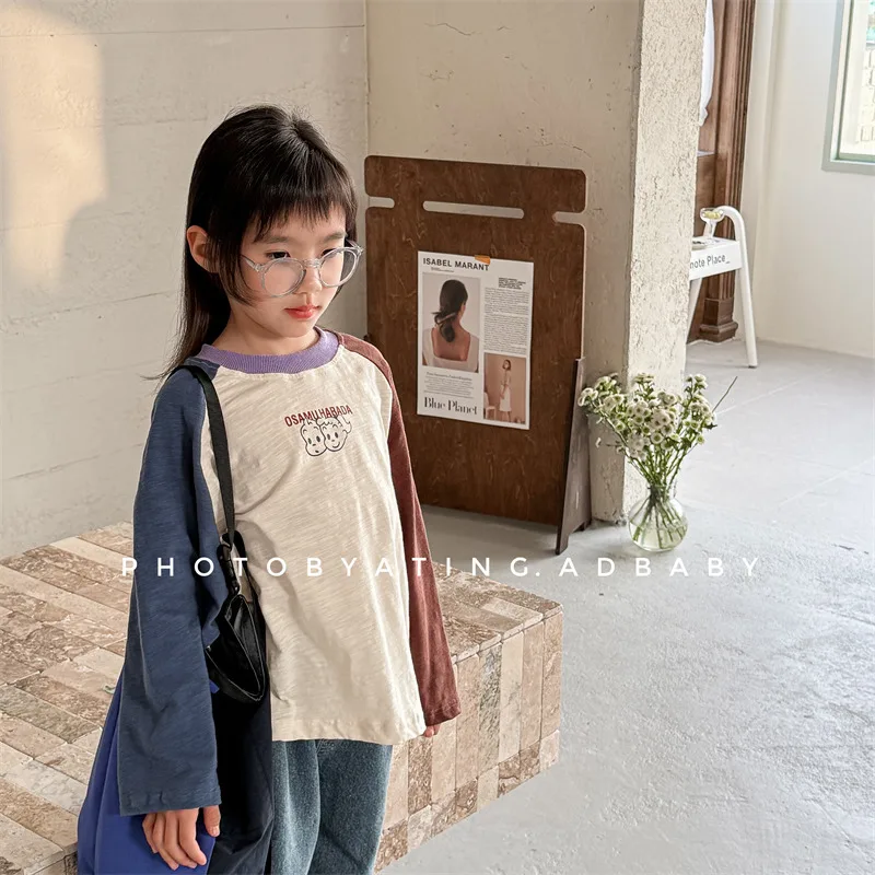 2025 Primavera Nuovi Bambini Ragazze Cartoon T-shirt Cotone Bambino Manica lunga Magliette e camicette Allentato Bambini Tee Carino Infantile Casual O-Collo T Shirt