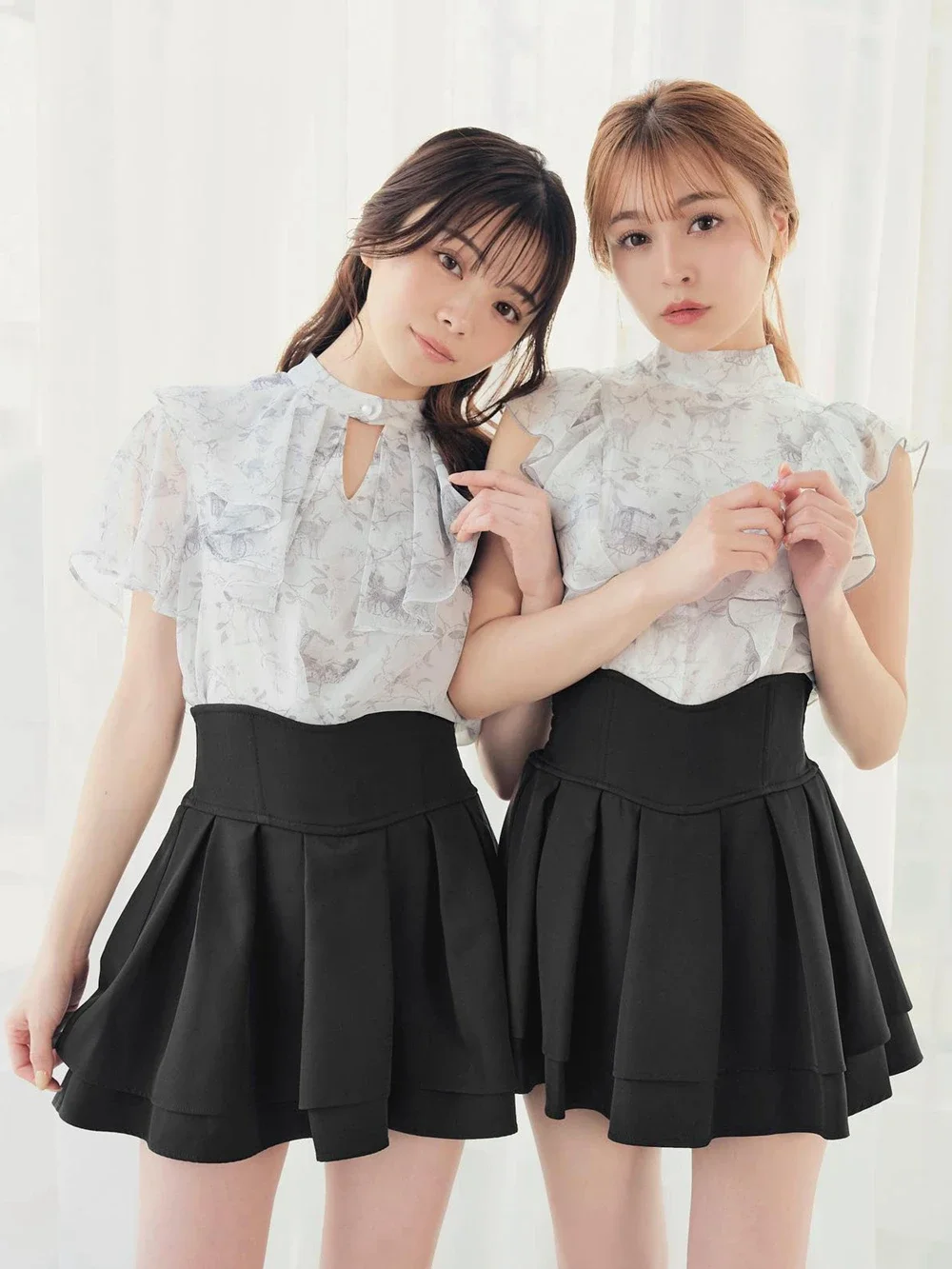 Japanese Style Mini Skirts for Women Mine Mass-Produced Sweet Black Skirt Culottes Autumn Summer Ruffled Pleated Short Skirt