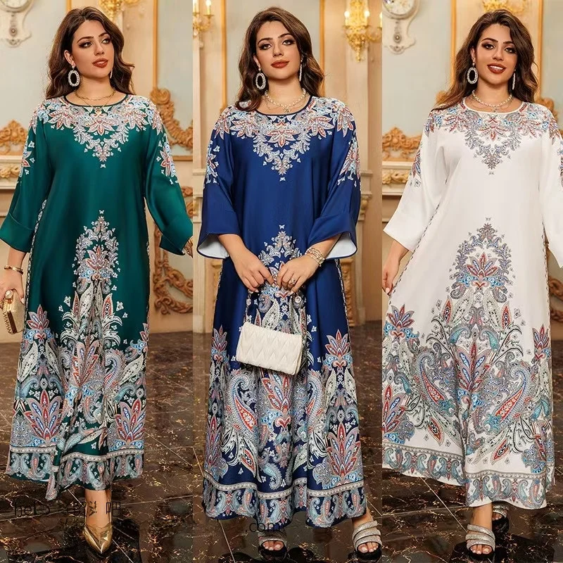 

Женский халат среднего Востока с принтом бриллиантов и шипами, сексуальная длинная юбка трапециевидной формы со свободной талией и круглым светом, длинная юбка Dr