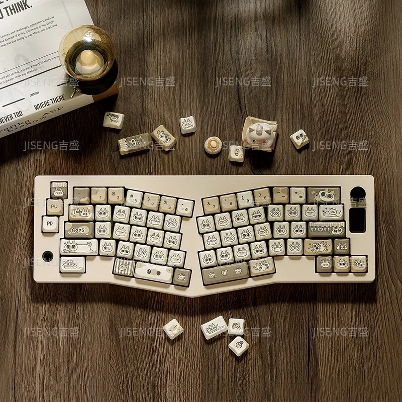 

MAO mechanical keyboard keycaps Siamese cat coffee pbt sublimation 108 custom kit cute girl workstation