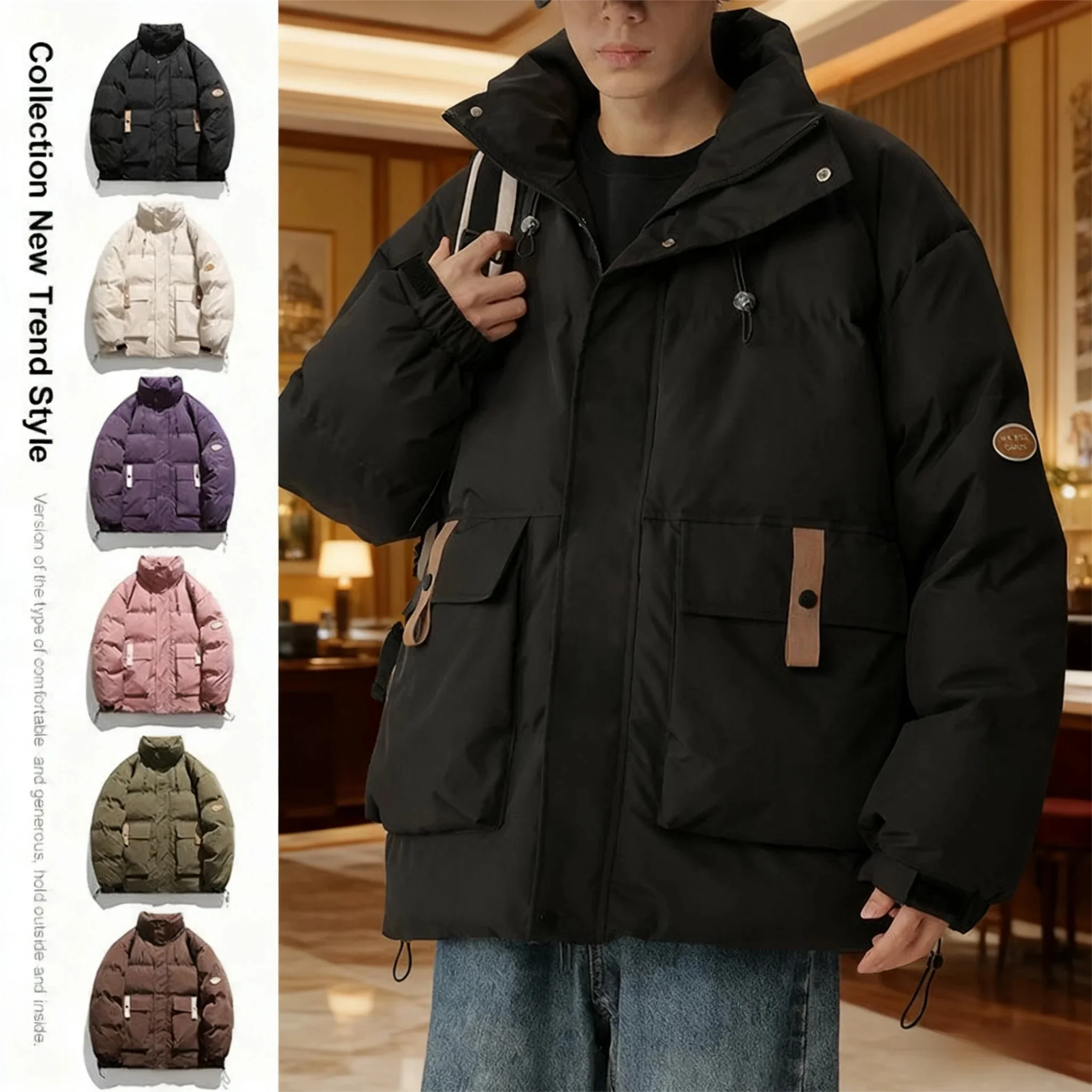 

Негабаритный пуховик-карго для мальчиков-подростков — зимнее пальто 2025 года с дизайном с несколькими карманами и изоляцией Cloud-Loft (восстановленная посадка для улицы