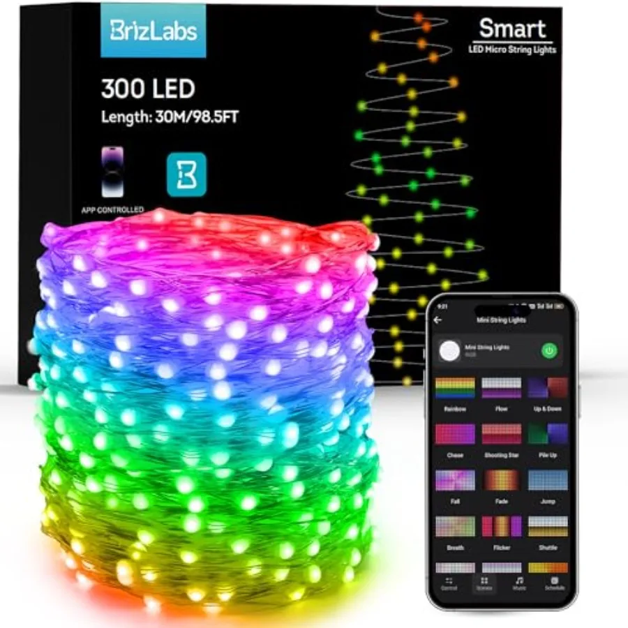 

Smart Christmas Fairy Lights, 98Feet WiFi Christmas Fairy Lights Work with Alexa and Google Home, Rainbow Xmas Light Dimmable X