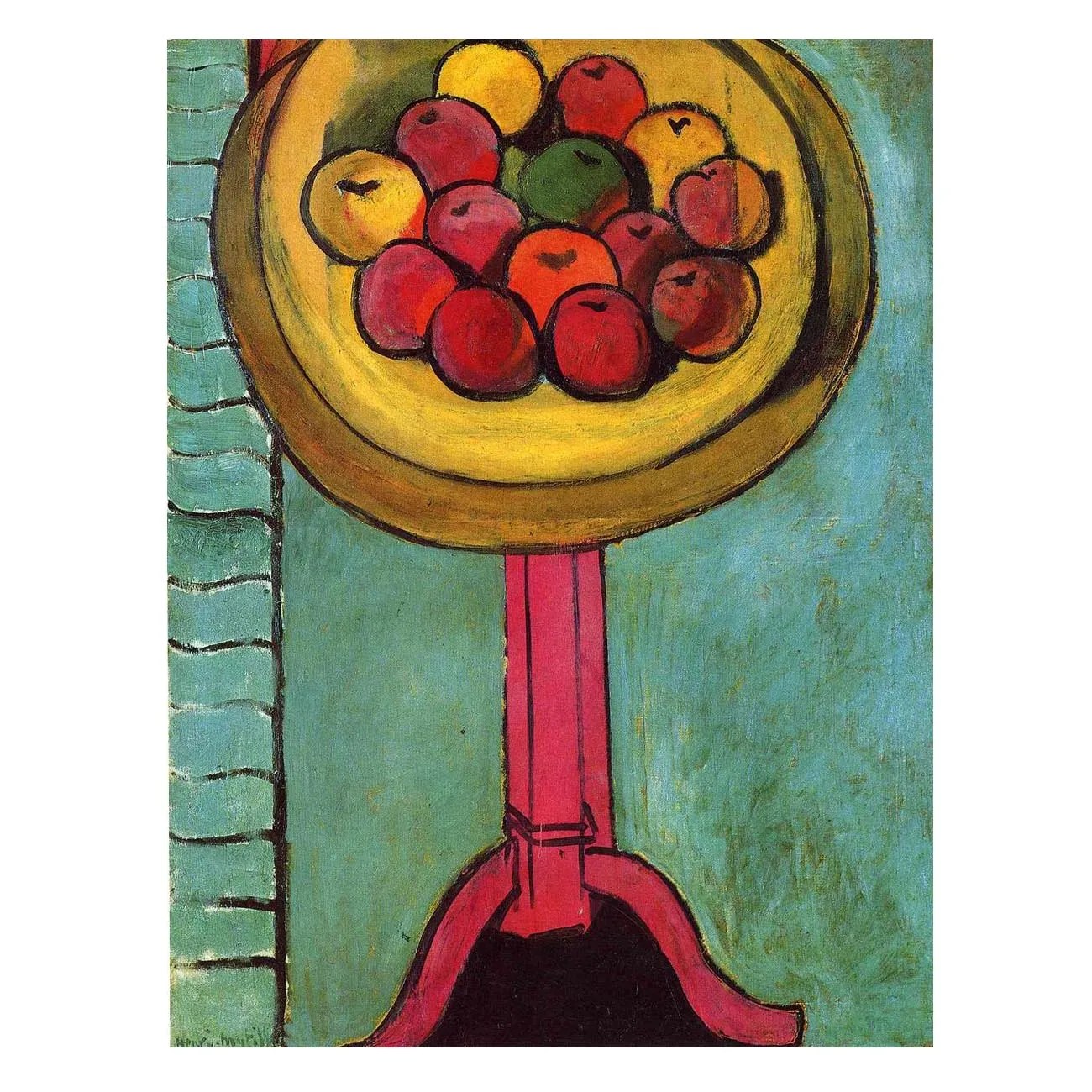 

Hand painted high quality reproduction on canvas of Apples on a Table, Green Background by Henri Matisse still life painting