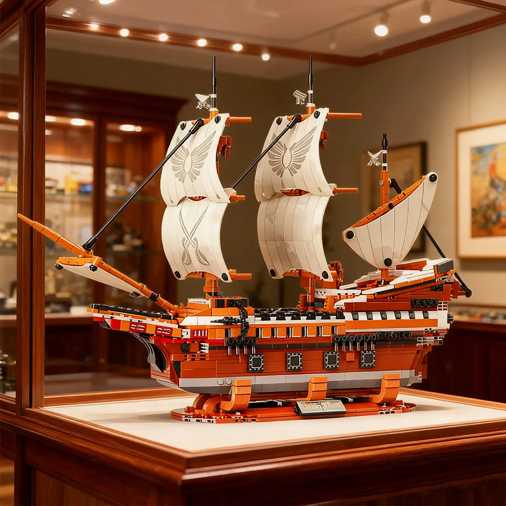 

Набор строительных блоков «Ретро-пиратский корабль» (2076 деталей), модель пиратского корабля, конструктор-головоломка, наборы игрушек для детей, украшение для рабочего стола, подарки
