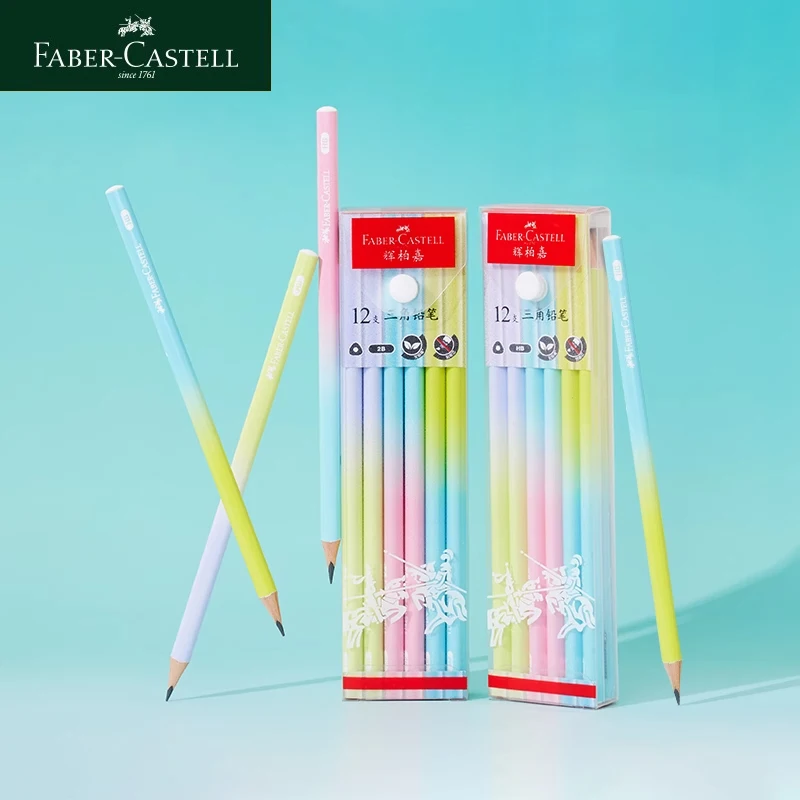 Faber-Castell-Crayon Triangle en Bois, 2B/HB, Posture Ration, Bureau, École, Papeterie, ret Professionnel, Dessin, 12Pcs