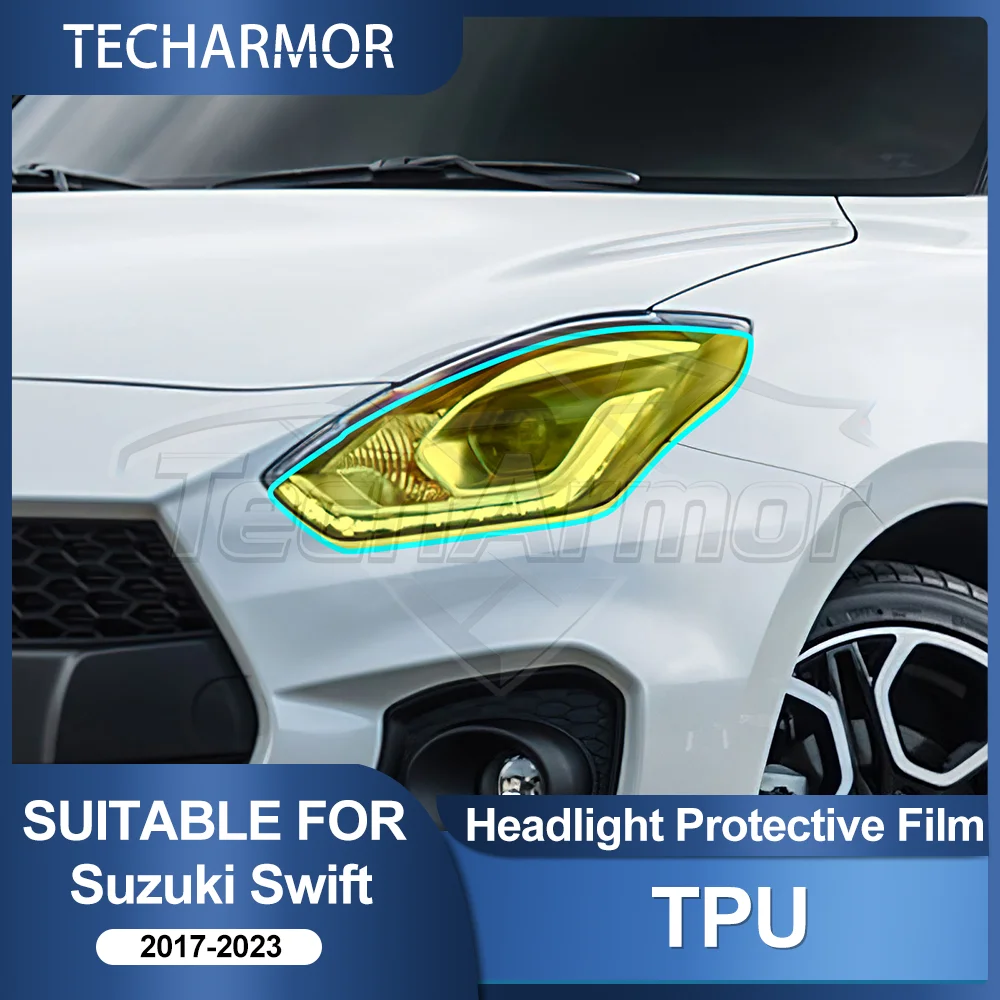 For Suzuki Swift 2017-2023 TPU Car Headlight Protective Transparent Film Auto Body Protector Sticker Pre-cut Paint Accessories