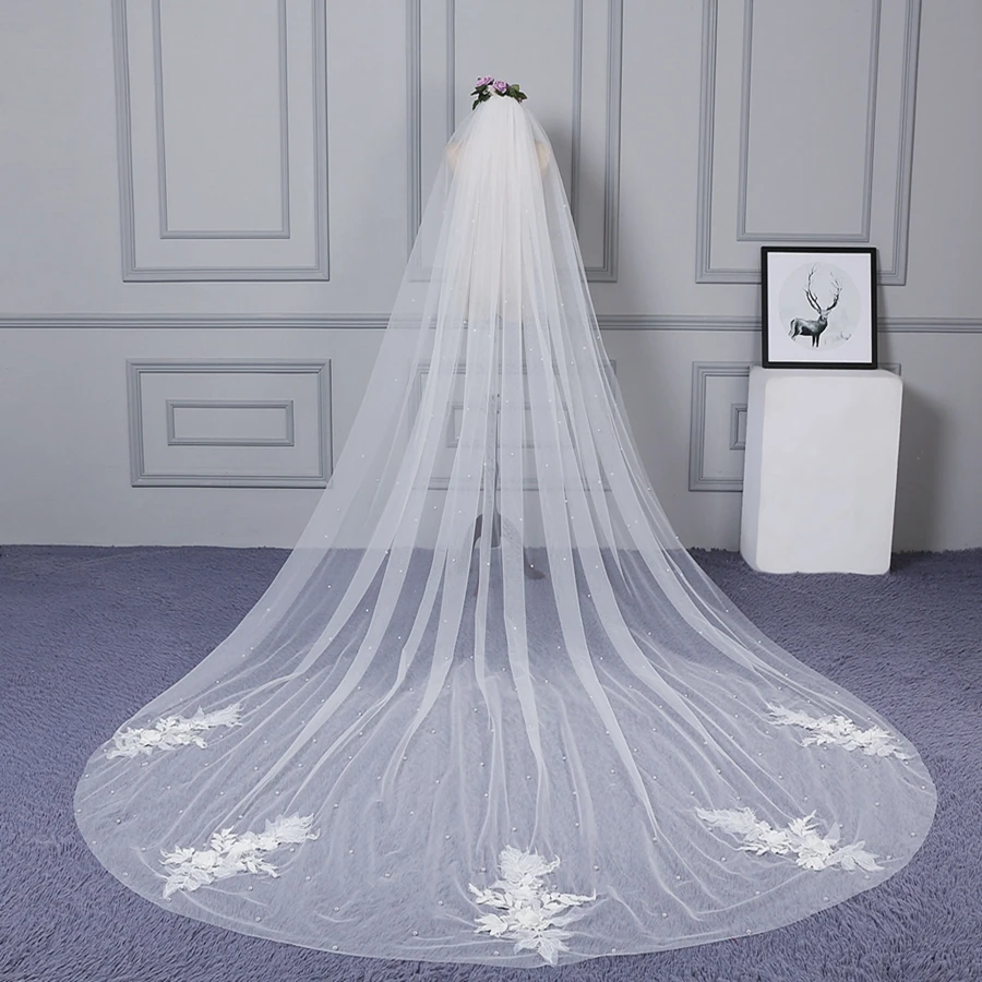 New Arrival White Ivory Cathedral Wedding veils Bridal veils Bride wedding accessoires de mariage Vestido de noiva voile