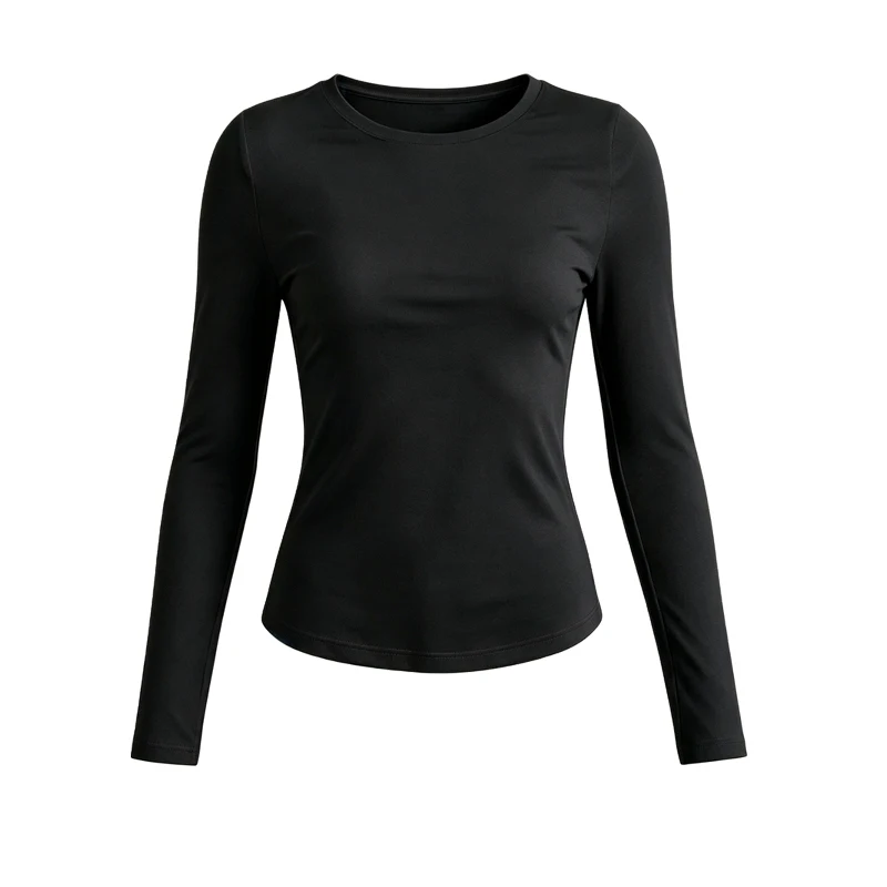 Damen Langarm Slim Fit T-Shirt, Einfarbiges Basic O-Neck Unterhemd, Lässiges Weiches Dehnbares Strick-Basis-Layer-Oberteil, Damen-Alltags-T-Shirt – Detail 9