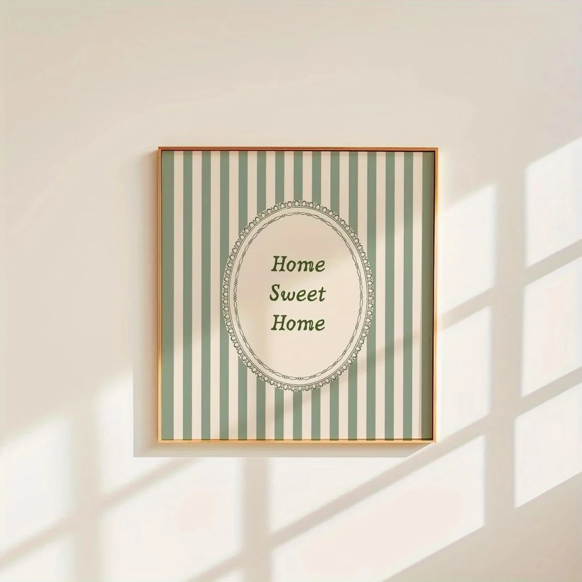 Modern,Retro Sweet Green Stripes Of Home Quote Wall Art Print Canvas Painting Poster Picture For Living Room,Bedroom Home Decor image 3