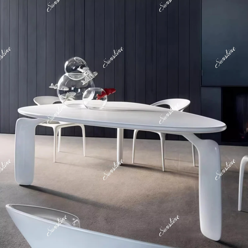 

Italian light luxury paint triangular conference table modern simple solid wood multifunctional