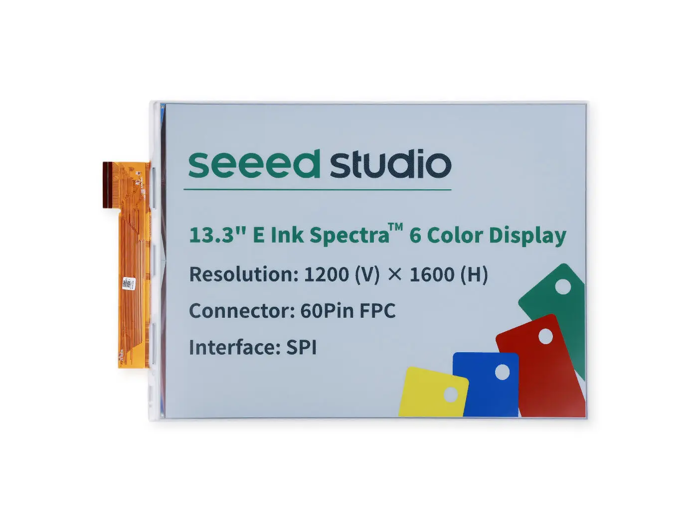 13.3inch Spectra 6 Colors E-Ink EPaper Display Colorful Dash Board Support Arduino XIAO, ESP32 S3,Low-Power, SPI IC JST 2.0mm,