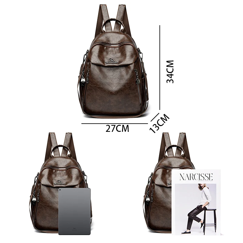 Vintage Women Leather Backpack Purse for Women 2025 High Quality Female Design Bagpack Rucksack Large Bookbag for Girl Sac a Dos