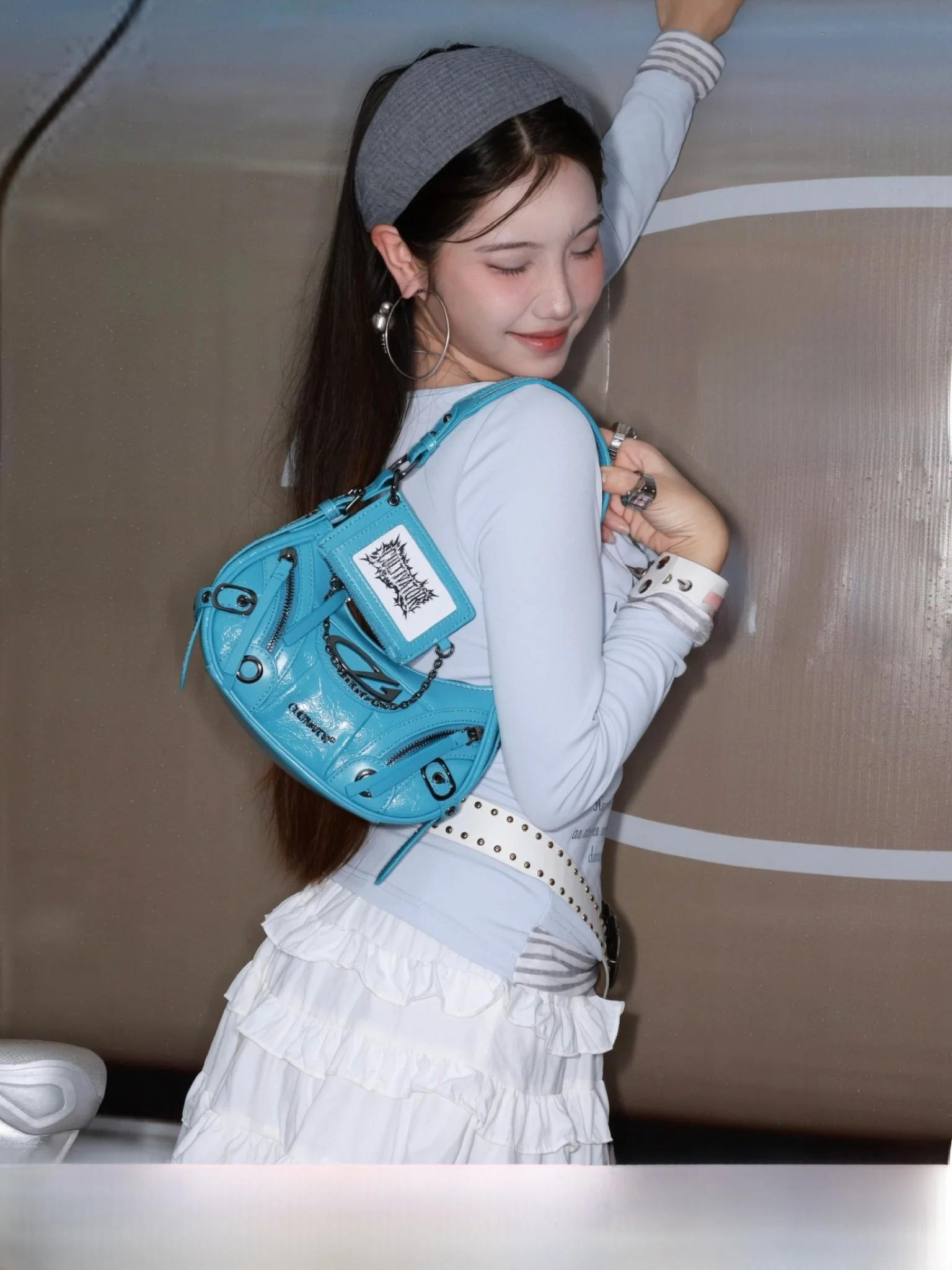 Guangzhou Street Fashion - Punk Style Motorcycle Bag Crossbody Card