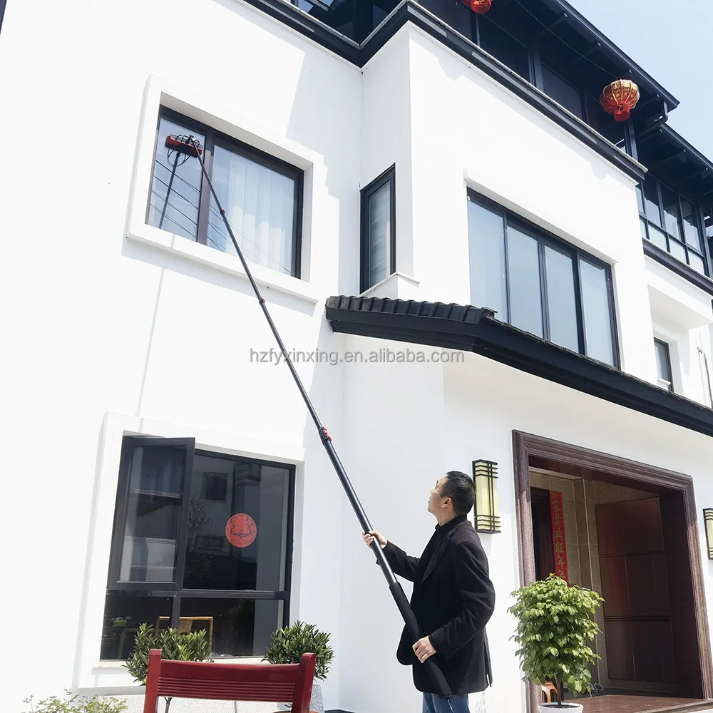 Custom Long Water Fed Pole Solar Panel Brush Outdoor Telescopic High Reach Window Cleaning Pole Extendable Cleaner Tool for Roof