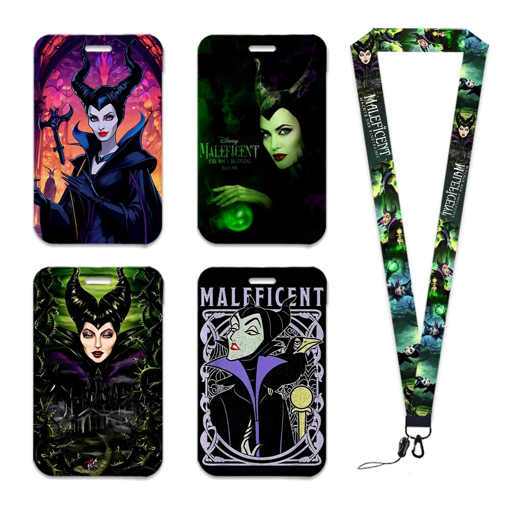 مجموعة حبل حامل بطاقات Evil Queen Disney Villains مع سلسلة مفاتيح لملحقات تمرير شارة معرف العمل