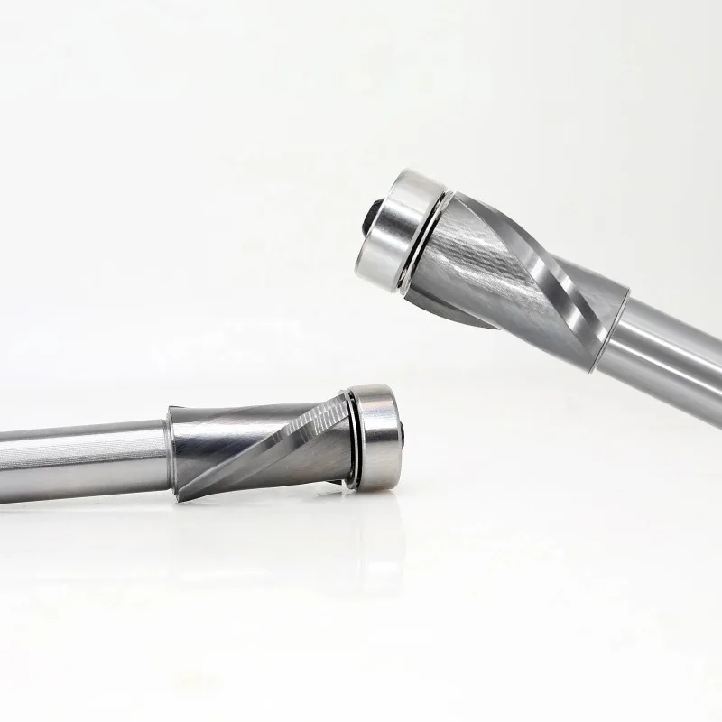 1/2" Shank Solid Carbide Upcut Flush Trim Router Bits End Bearing for Wood Template Pattern Trimming Two Flute -