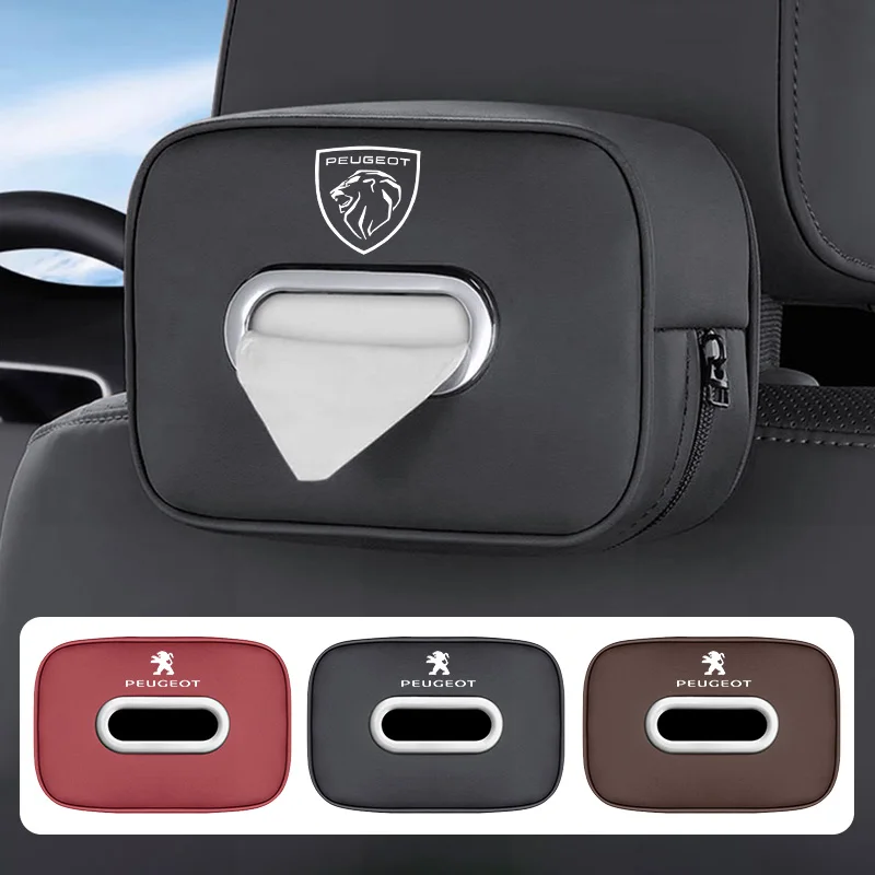 Car Tissue Box Quality Leather Auto Paper Towel Storage Bag For Peugeot 5008 408 308 Landtrek 208 2008 3008 Rifter 508 301 108