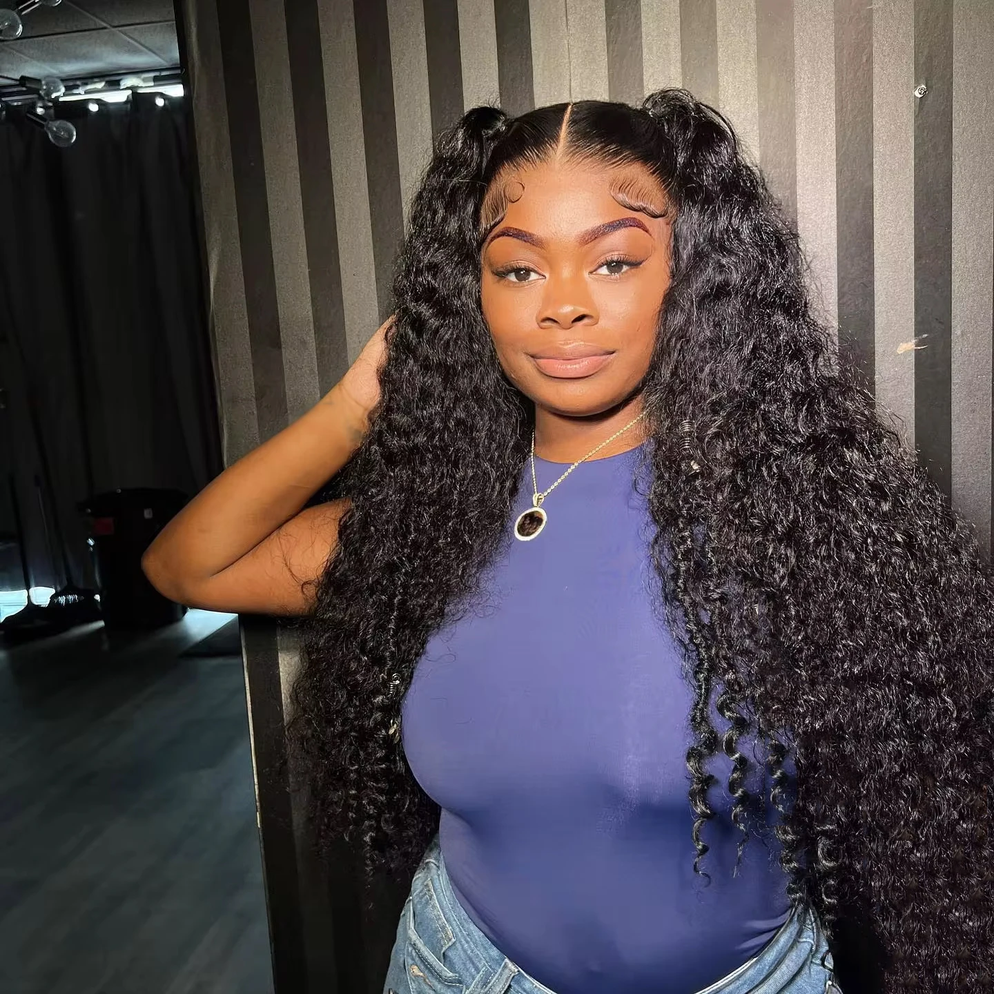 Perruque Lace Front Wig naturelle bouclée, cheveux humains, Deep Wave, HD, 13x6, 13x4, 30 38 pouces, densité 210, pour femmes